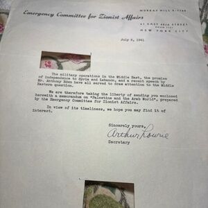📜 Emergency Committee for Zionist Affairs — 1941 Signed Autograph Letter | WWII